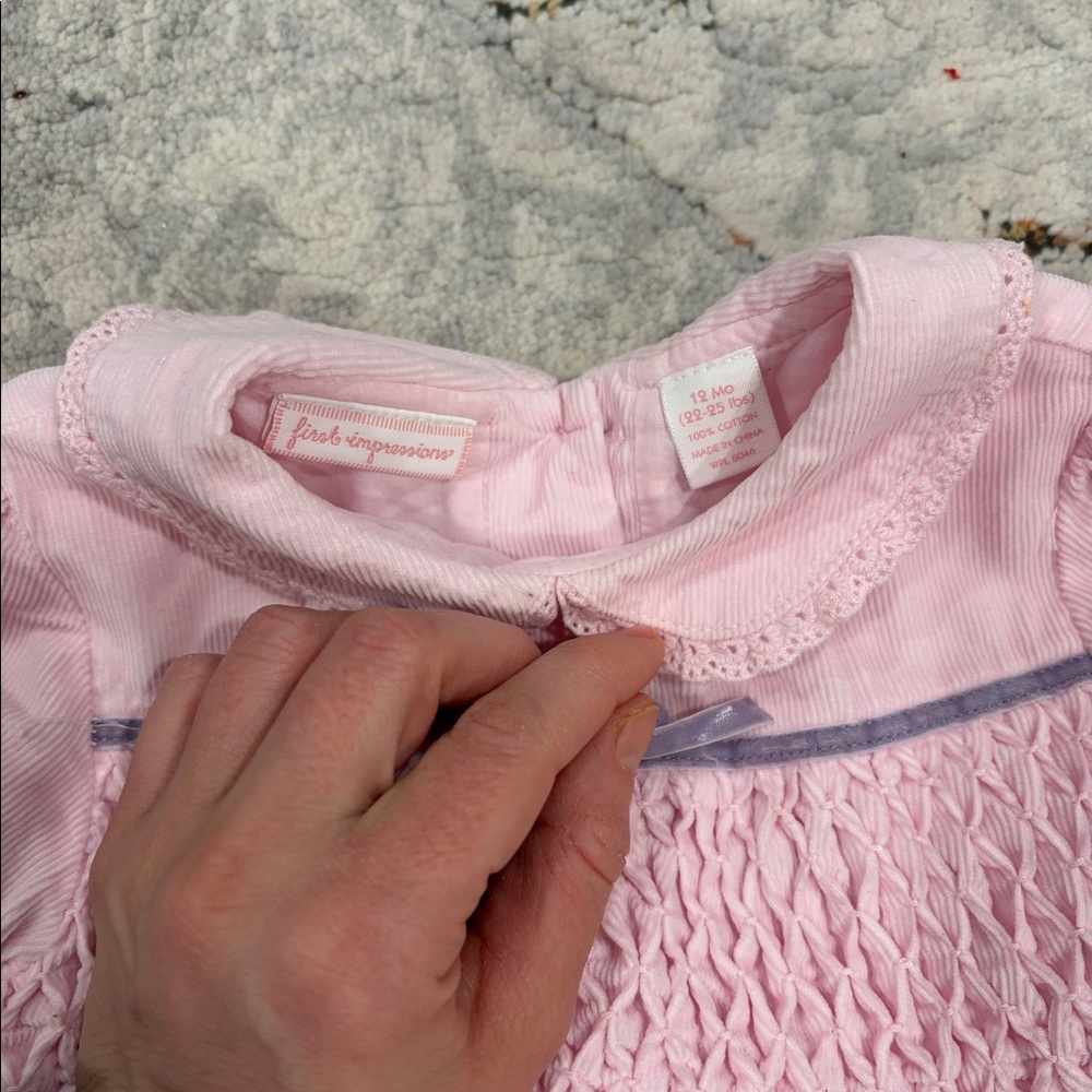 First Impressions smocked corduroy dress, 12 mo - Picture 3 of 3